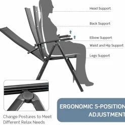 Tangkula Set of 2 Patio Foldable Dining Chairs