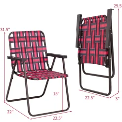 Tangkula Set of 6 Patio Folding Chairs, Outdoor Folding Lawn Chair Set with Armrest, Heavy Duty Steel Frame