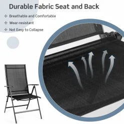 Tangkula Set of 2 Patio Foldable Dining Chairs