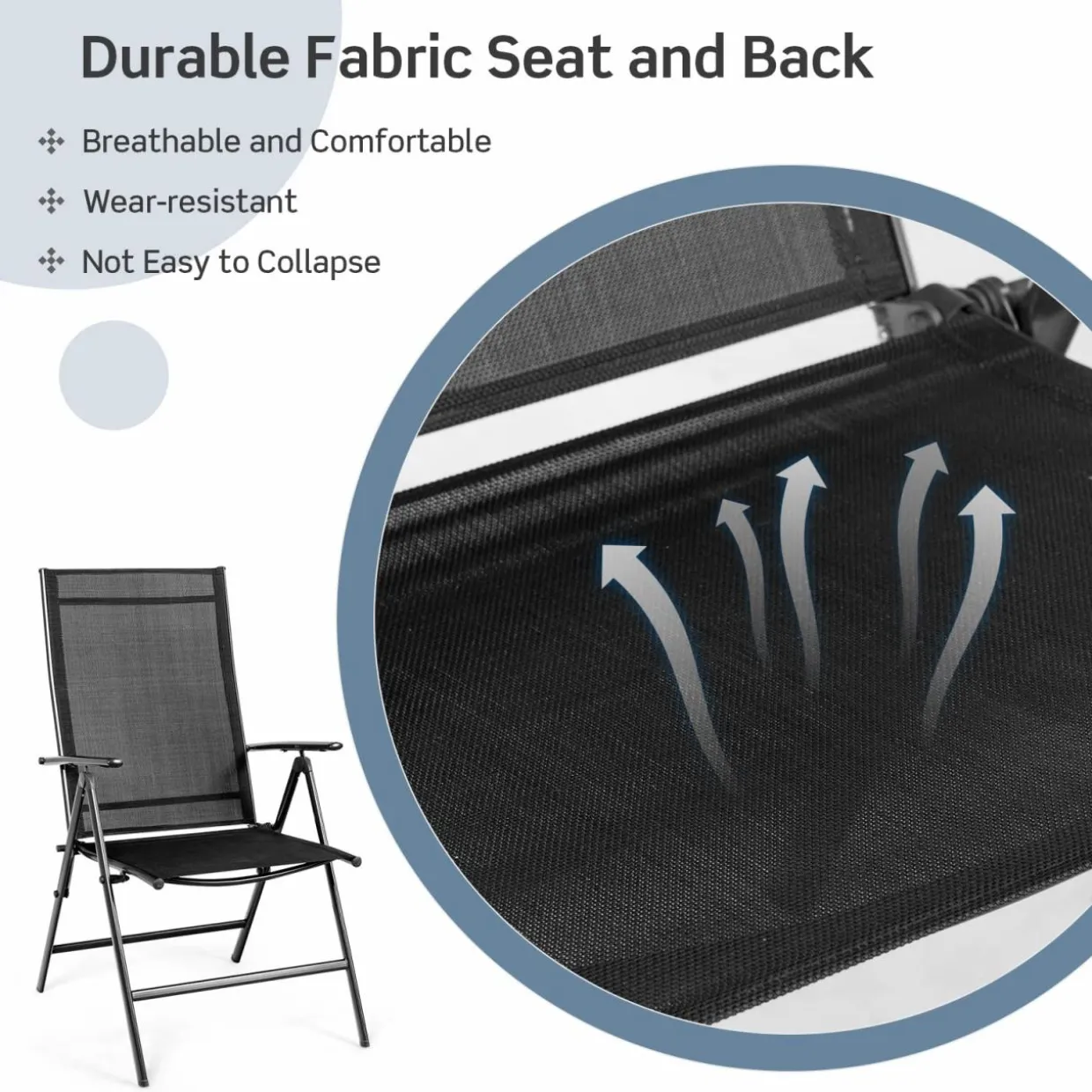 Tangkula Set of 2 Patio Foldable Dining Chairs