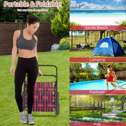 Tangkula Set of 6 Patio Folding Chairs, Outdoor Folding Lawn Chair Set with Armrest, Heavy Duty Steel Frame