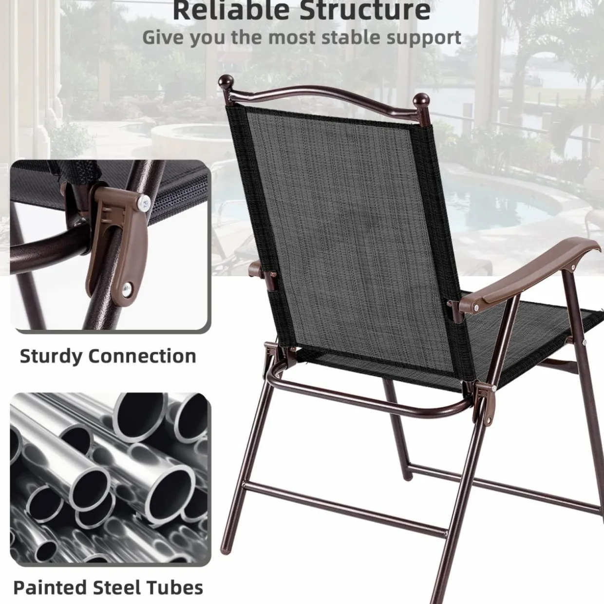 Tangkula Set of 2/4 Patio Folding Dining Chairs