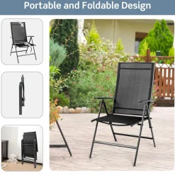 Tangkula Set of 2 Patio Foldable Dining Chairs