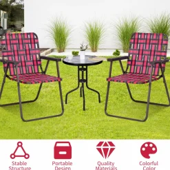 Tangkula Set of 6 Patio Folding Chairs, Outdoor Folding Lawn Chair Set with Armrest, Heavy Duty Steel Frame