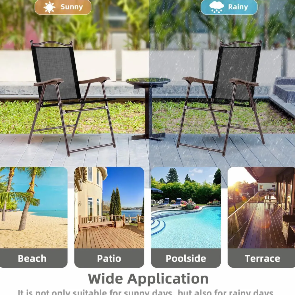 Tangkula Set of 2/4 Patio Folding Dining Chairs