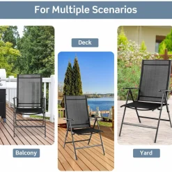 Tangkula Set of 2 Patio Foldable Dining Chairs