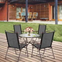 Tangkula Set of 2/4 Patio Folding Dining Chairs