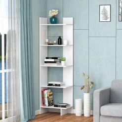 Tangkula 5-Shelf Bookcase,Freestanding Decorative Storage Shelving
