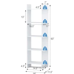 Tangkula 5-Shelf Bookcase,Freestanding Decorative Storage Shelving