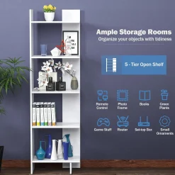 Tangkula 5-Shelf Bookcase,Freestanding Decorative Storage Shelving