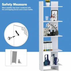 Tangkula 5-Shelf Bookcase,Freestanding Decorative Storage Shelving