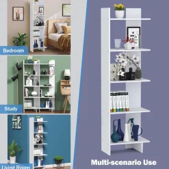 Tangkula 5-Shelf Bookcase,Freestanding Decorative Storage Shelving