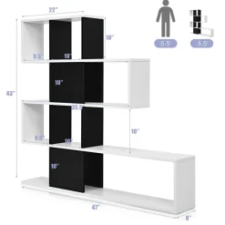 Tangkula 5-Shelf Bookshelf, Modern Ladder Corner Bookshelf, 12 Cubes Stepped Storage Bookcase