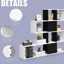 Tangkula 5-Shelf Bookshelf, Modern Ladder Corner Bookshelf, 12 Cubes Stepped Storage Bookcase