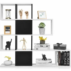Tangkula 5-Shelf Bookshelf, Modern Ladder Corner Bookshelf, 12 Cubes Stepped Storage Bookcase