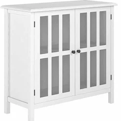 Tangkula Sideboard Buffet Storage Cabinet, Kitchen Storage Cabinet with 2 Glass Doors