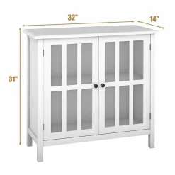 Tangkula Sideboard Buffet Storage Cabinet, Kitchen Storage Cabinet with 2 Glass Doors