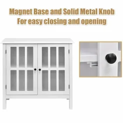 Tangkula Sideboard Buffet Storage Cabinet, Kitchen Storage Cabinet with 2 Glass Doors