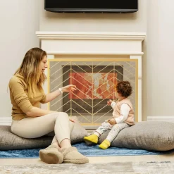 Tangkula Single Panel Fireplace Screen, Wrought Metal Fire Spark Guard