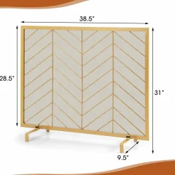 Tangkula Single Panel Fireplace Screen, Wrought Metal Fire Spark Guard