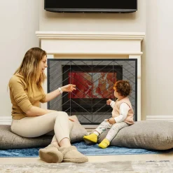 Tangkula Single Panel Fireplace Screen, Wrought Metal Fire Spark Guard