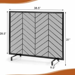 Tangkula Single Panel Fireplace Screen, Wrought Metal Fire Spark Guard
