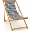 Tangkula Sling Chair Outdoor, Patio Deck Chair with Solid Bamboo Frame & Breathable Canvas Seat