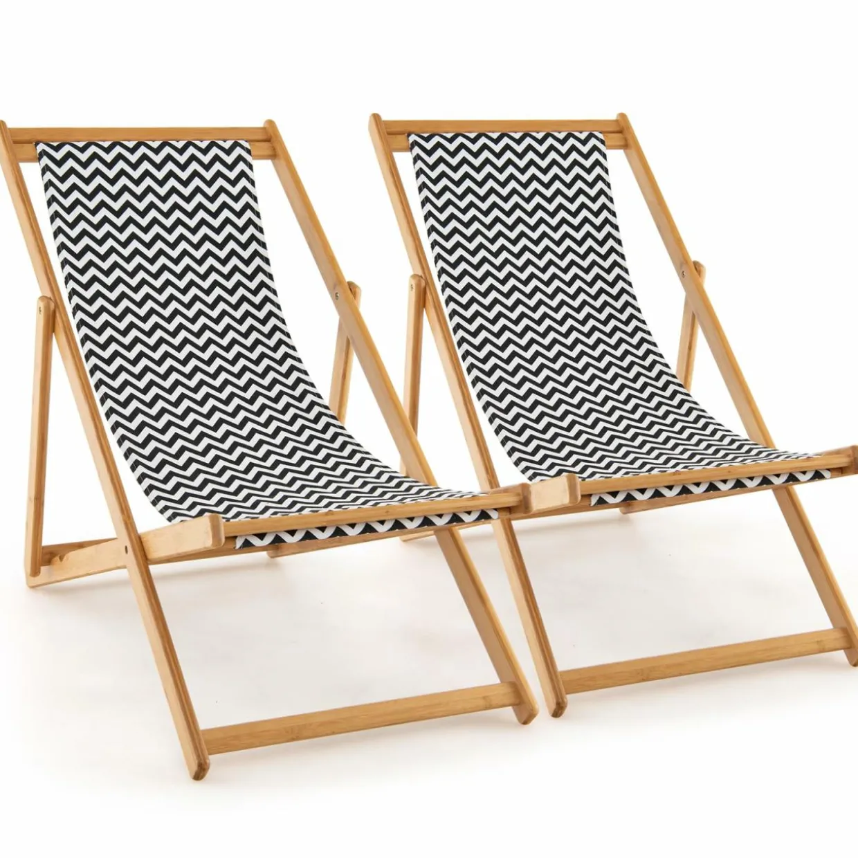 Tangkula Sling Chair Outdoor, Patio Deck Chair with Solid Bamboo Frame & Breathable Canvas Seat