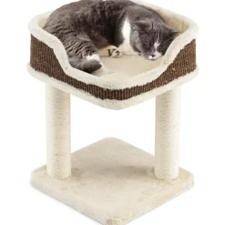 Tangkula Small Cat Tree for Indoor Cats, Modern Carpeted Cat Tower with Soft Plush Perch