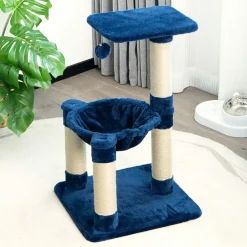 Tangkula Small Cat Tree for Indoor Cats, Cute Cat Activity Tree w/Top Perch, Cozy Hammock, Hanging Fur Ball