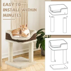 Tangkula Small Cat Tree for Indoor Cats, Modern Carpeted Cat Tower with Soft Plush Perch