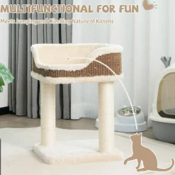 Tangkula Small Cat Tree for Indoor Cats, Modern Carpeted Cat Tower with Soft Plush Perch