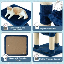 Tangkula Small Cat Tree for Indoor Cats, Cute Cat Activity Tree w/Top Perch, Cozy Hammock, Hanging Fur Ball