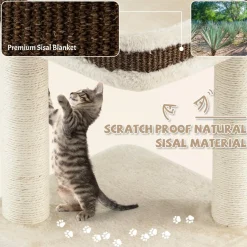 Tangkula Small Cat Tree for Indoor Cats, Modern Carpeted Cat Tower with Soft Plush Perch