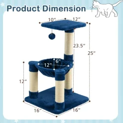 Tangkula Small Cat Tree for Indoor Cats, Cute Cat Activity Tree w/Top Perch, Cozy Hammock, Hanging Fur Ball