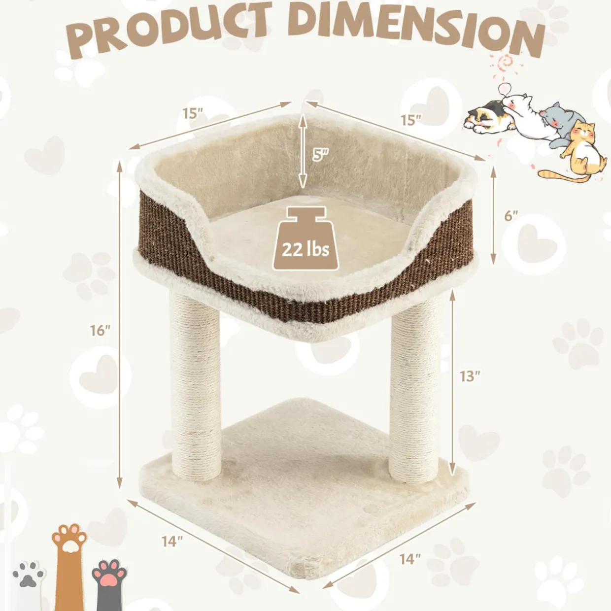Tangkula Small Cat Tree for Indoor Cats, Modern Carpeted Cat Tower with Soft Plush Perch