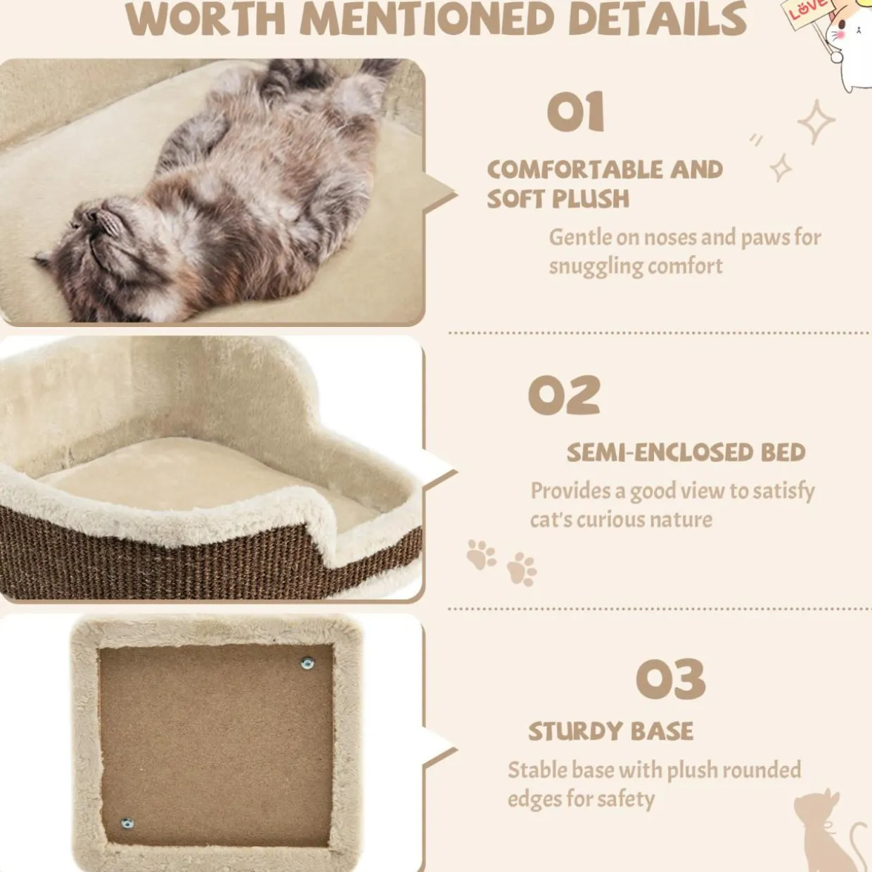 Tangkula Small Cat Tree for Indoor Cats, Modern Carpeted Cat Tower with Soft Plush Perch