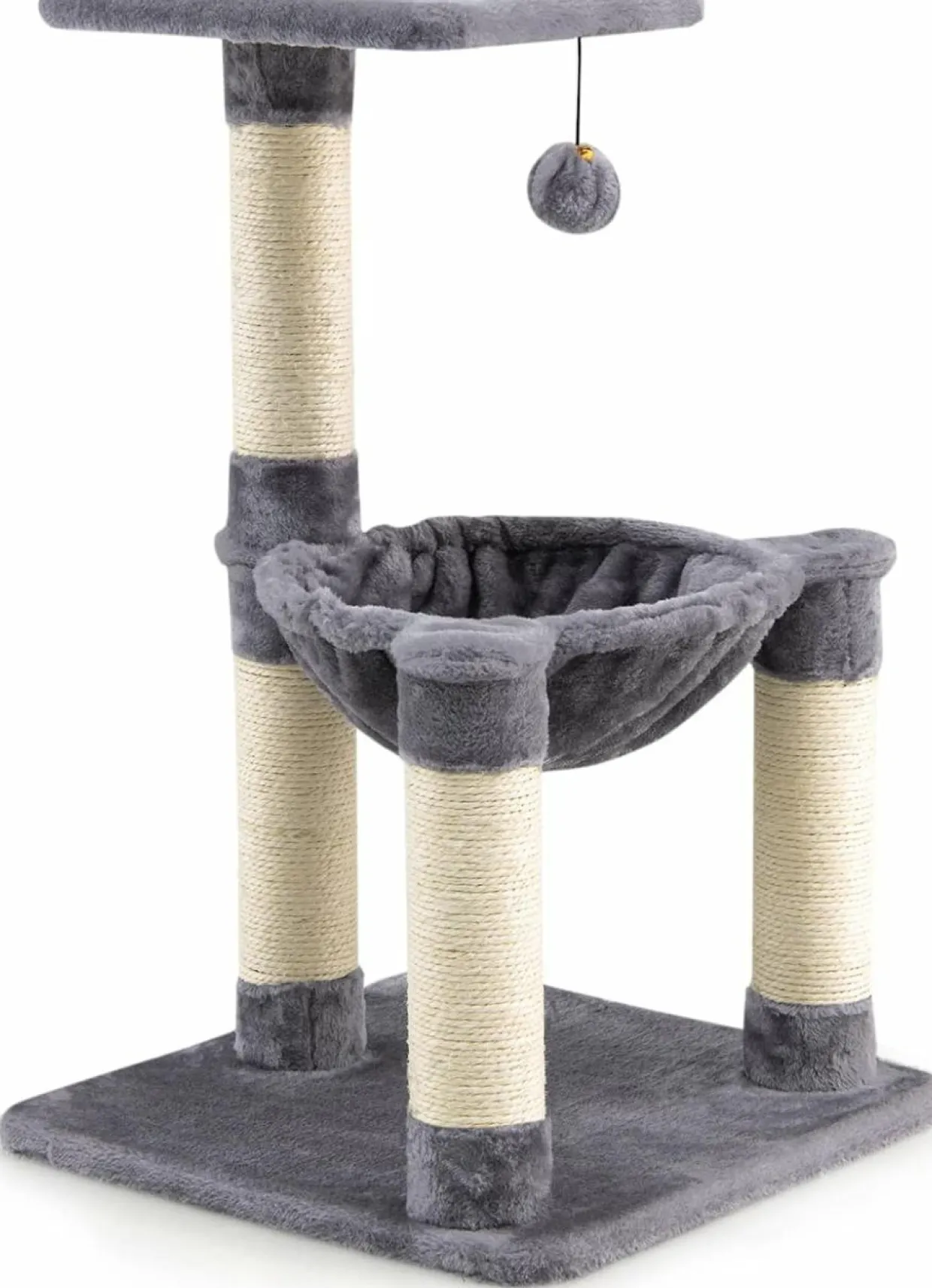 Tangkula Small Cat Tree for Indoor Cats, Cute Cat Activity Tree w/Top Perch, Cozy Hammock, Hanging Fur Ball