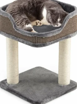 Tangkula Small Cat Tree for Indoor Cats, Modern Carpeted Cat Tower with Soft Plush Perch