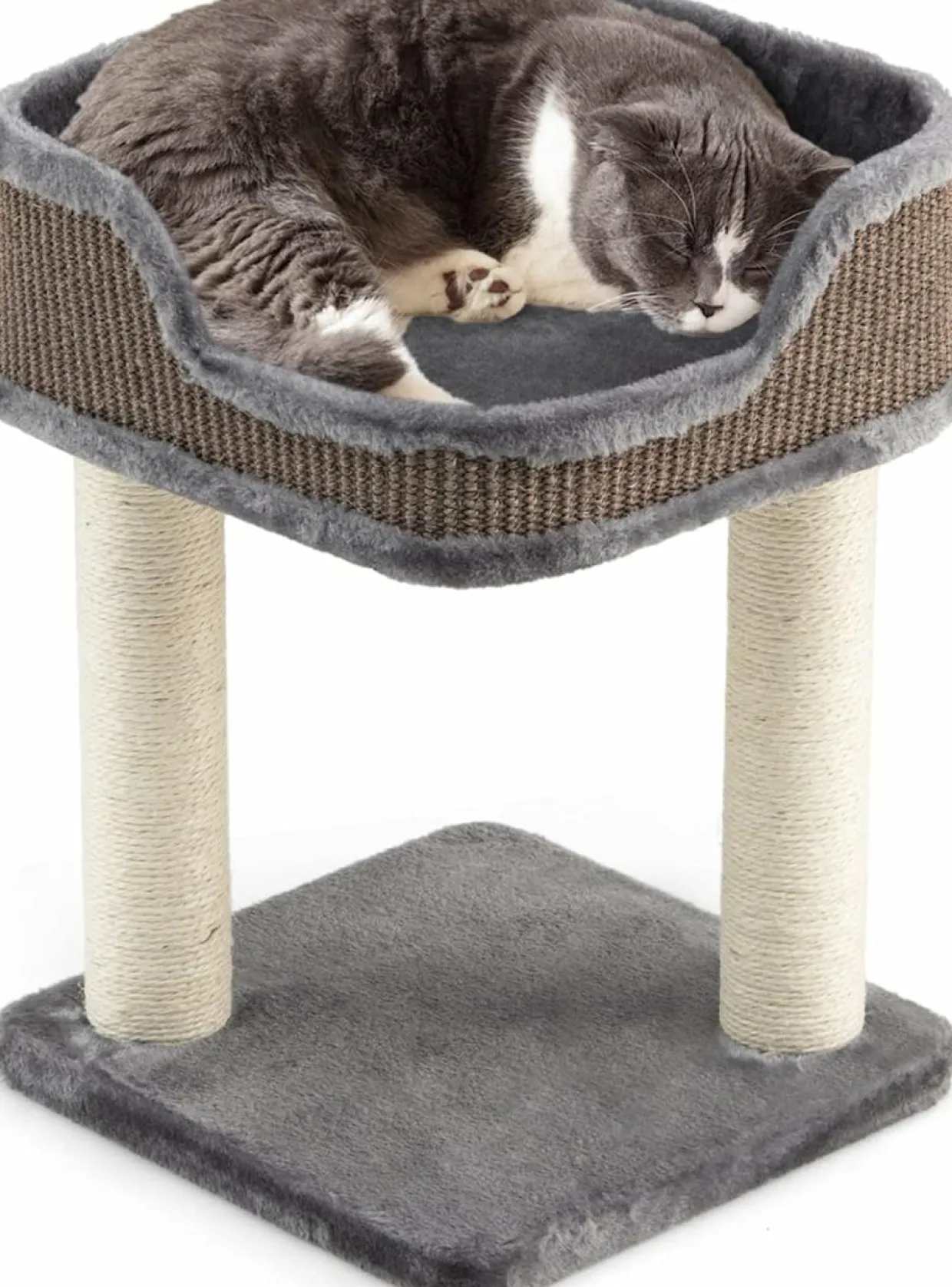 Tangkula Small Cat Tree for Indoor Cats, Modern Carpeted Cat Tower with Soft Plush Perch