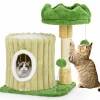 Tangkula Small Cat Tree, Green Cat Tower with Private Cat Condo, Plush Top Perch, Hanging Pompom & Spring Toy