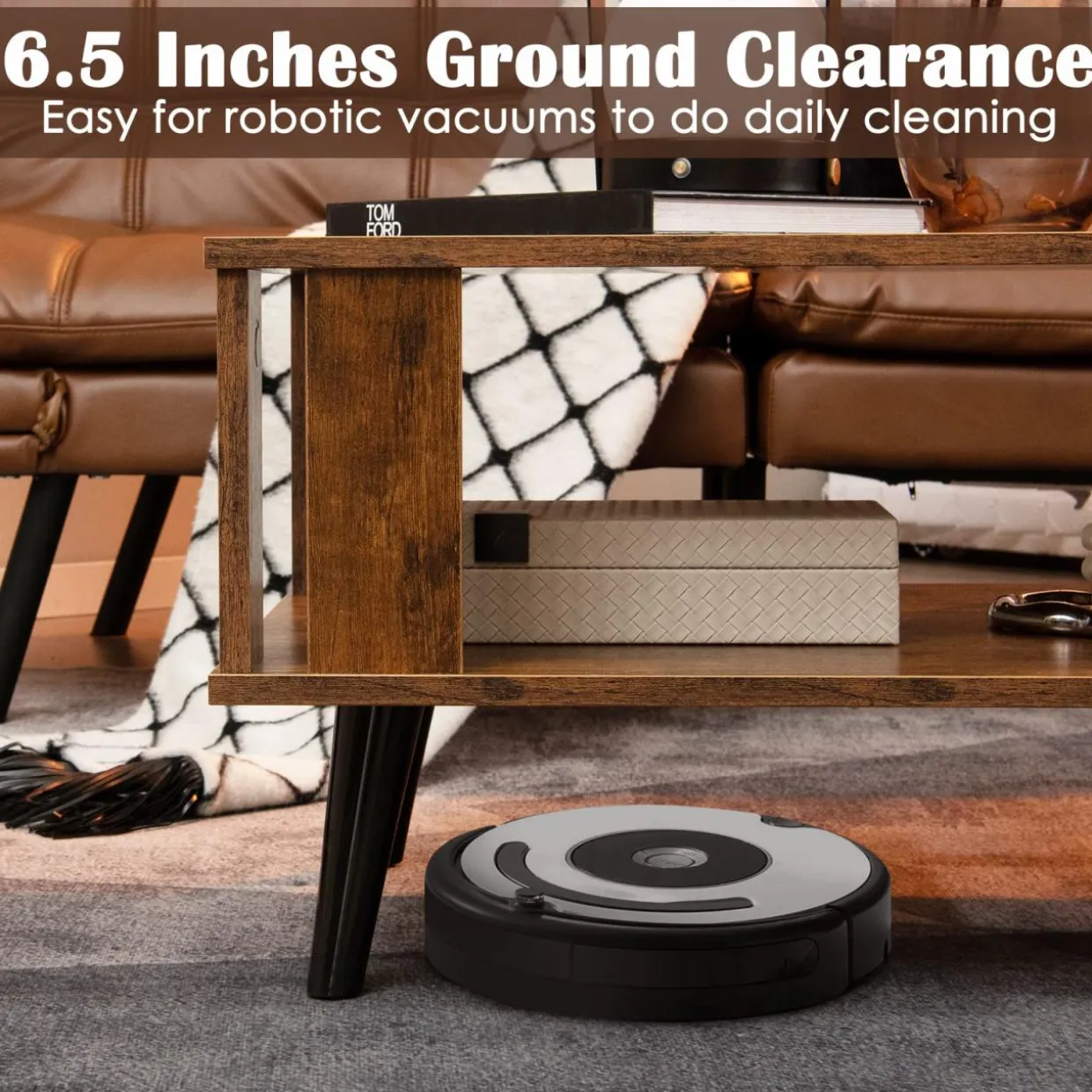 Tangkula Small Coffee Table for Small Space, 2-Tier Wooden Center Table with Open Storage Shelf