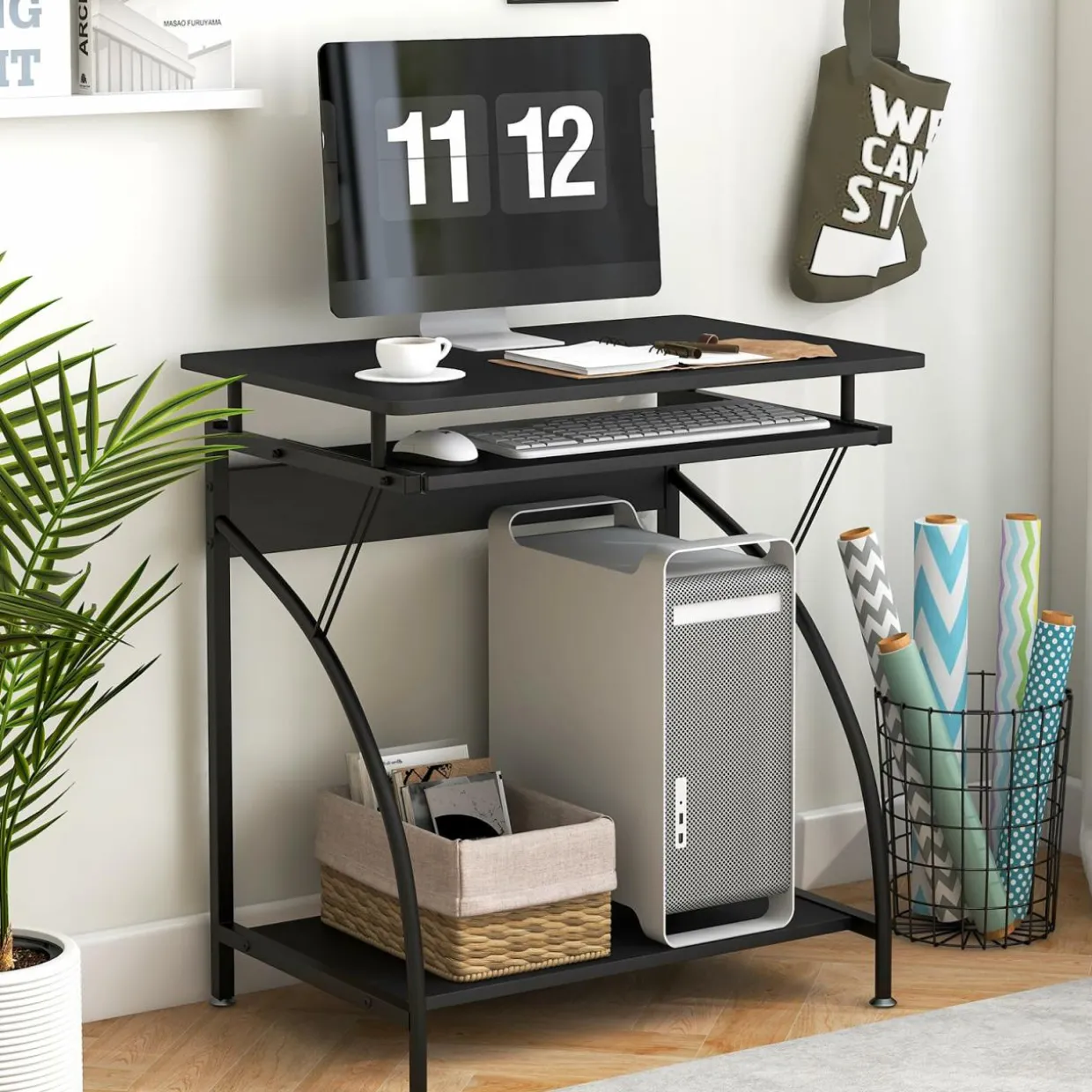 TANGKULA Small Computer Desk with Pull Out Keyboard Tray