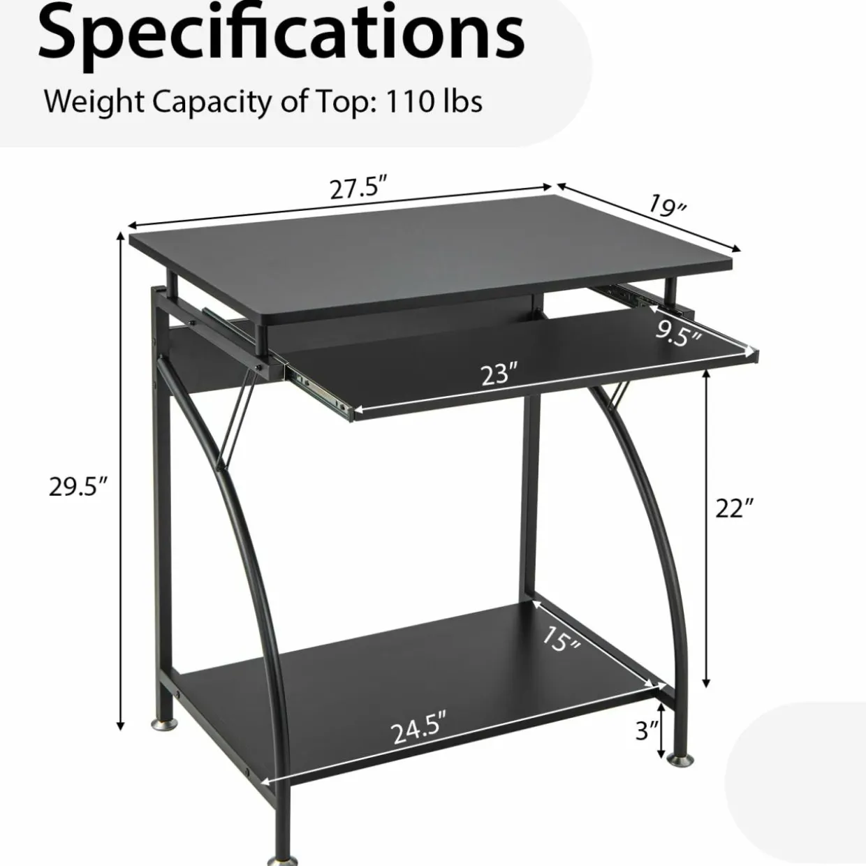 TANGKULA Small Computer Desk with Pull Out Keyboard Tray