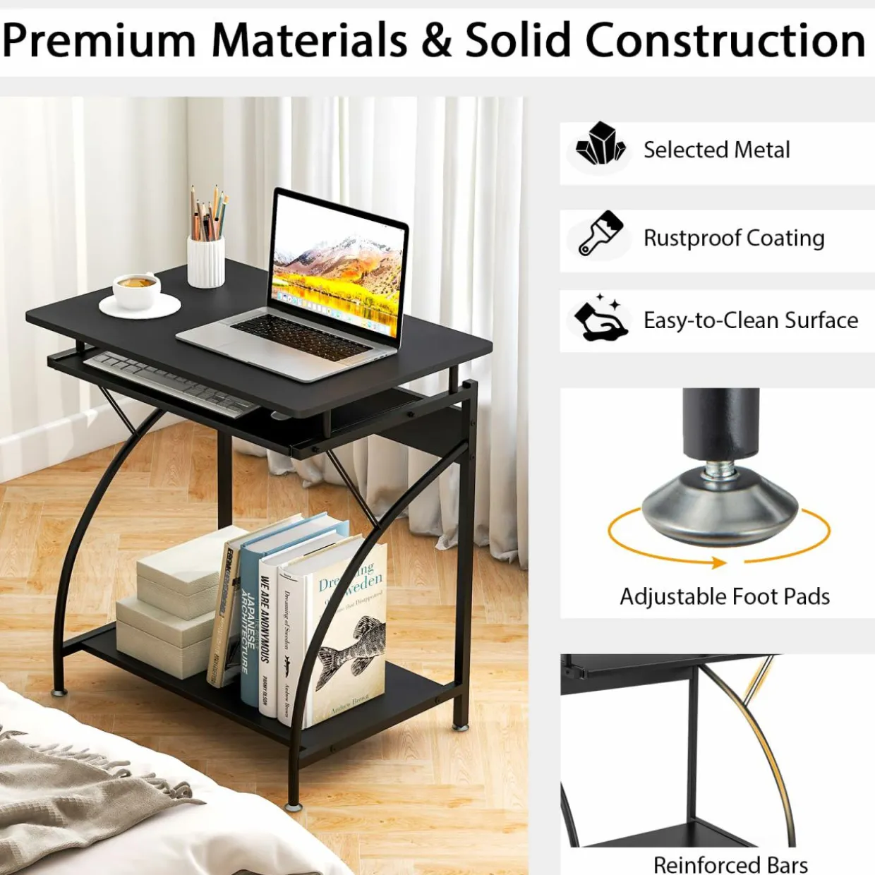 TANGKULA Small Computer Desk with Pull Out Keyboard Tray