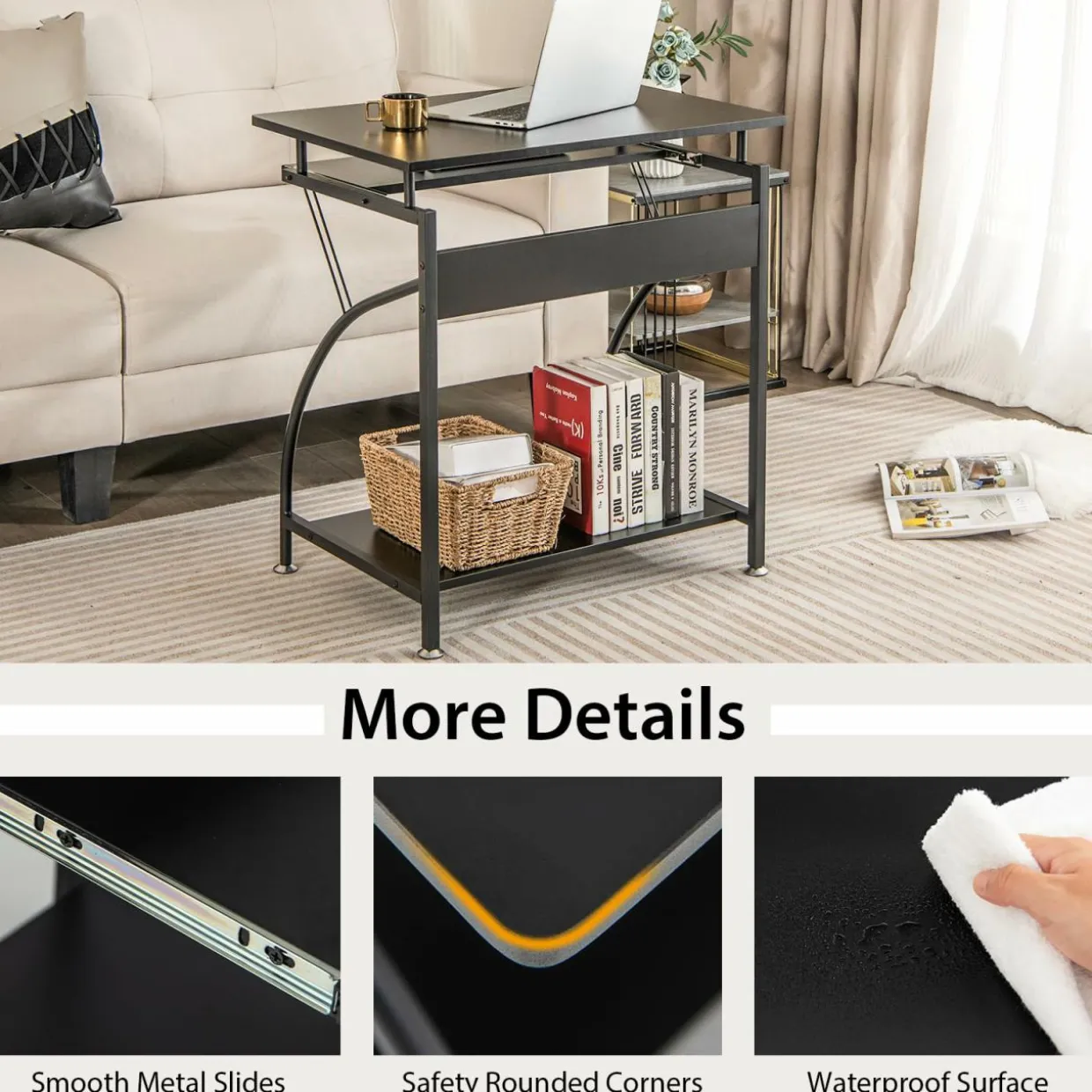 TANGKULA Small Computer Desk with Pull Out Keyboard Tray