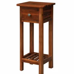 Tangkula Small Side Table for Small Spaces, Farmhouse Acacia Wood Slim End Table