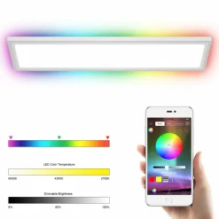 Tangkula Smart LED Ceiling Light, Dimmable RGB Light Panel with APP Control, 18W LED 1300 Lumens (White)