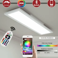 Tangkula Smart LED Ceiling Light, Dimmable RGB Light Panel with APP Control, 18W LED 1300 Lumens (White)