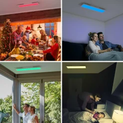 Tangkula Smart LED Ceiling Light, Dimmable RGB Light Panel with APP Control, 18W LED 1300 Lumens (White)